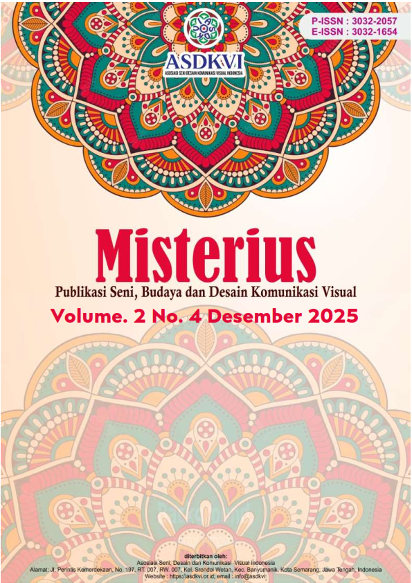 					View Vol. 2 No. 4 (2025): Desember: Misterius: Publikasi Ilmu Seni dan Desain Komunikasi Visual
				